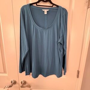 Athleta Scoop Neck Blue Long Sleeve Top 1X